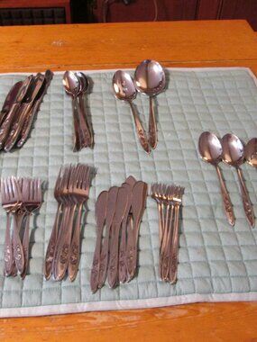 Vtg Oneida Fine Stainless flatware 59 pc of Lasting rose